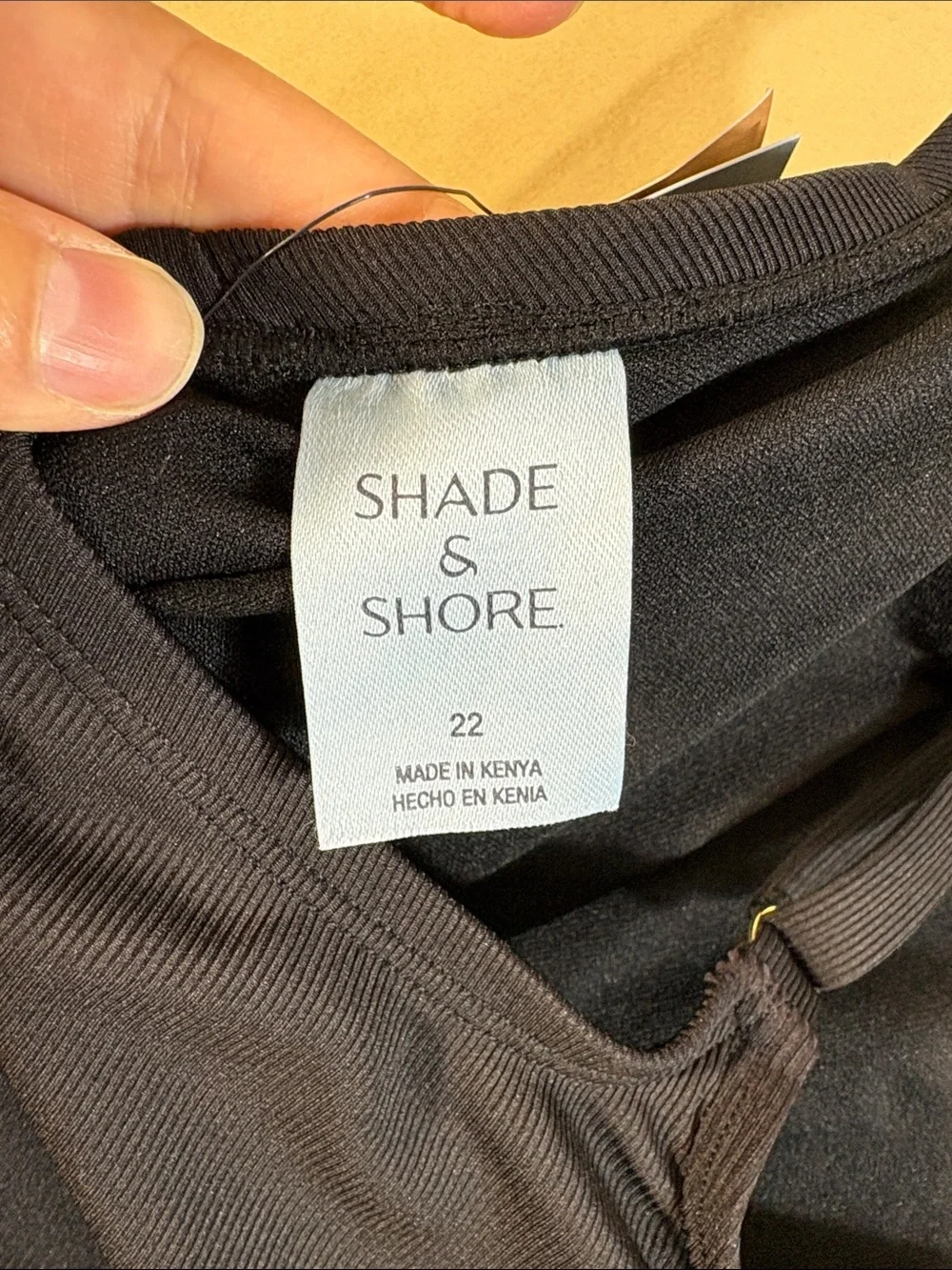 Shade & Shore NWT Black Ribbed Side‎ Cinch One Piece Swimsuit Women's Size 22